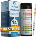 URITESO 14 Parameter Full Panel Urine Test Strips for Urinalysis | 100 Strips - Testing Kit for Kidney, Liver, UTI, Keto Diet, Ketosis, Hydration, Proteinuria - RBC, PRO, BIL, PH, SGR, CRE, KET, SG +6 More