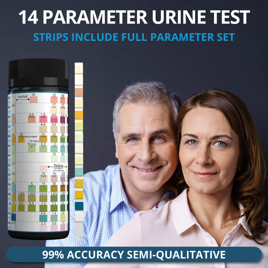 URITESO 14 Parameter Full Panel Urine Test Strips for Urinalysis | 100 Strips - Testing Kit for Kidney, Liver, UTI, Keto Diet, Ketosis, Hydration, Proteinuria - RBC, PRO, BIL, PH, SGR, CRE, KET, SG +6 More