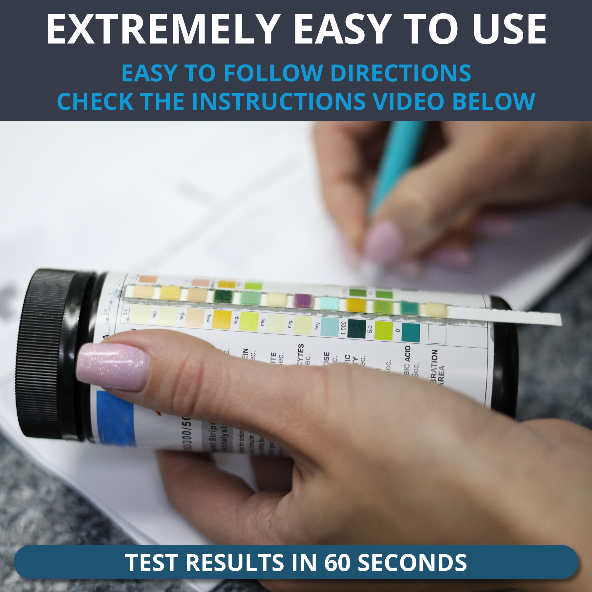 URITESO 14 Parameter Full Panel Urine Test Strips for Urinalysis | 100 Strips - Testing Kit for Kidney, Liver, UTI, Keto Diet, Ketosis, Hydration, Proteinuria - RBC, PRO, BIL, PH, SGR, CRE, KET, SG +6 More