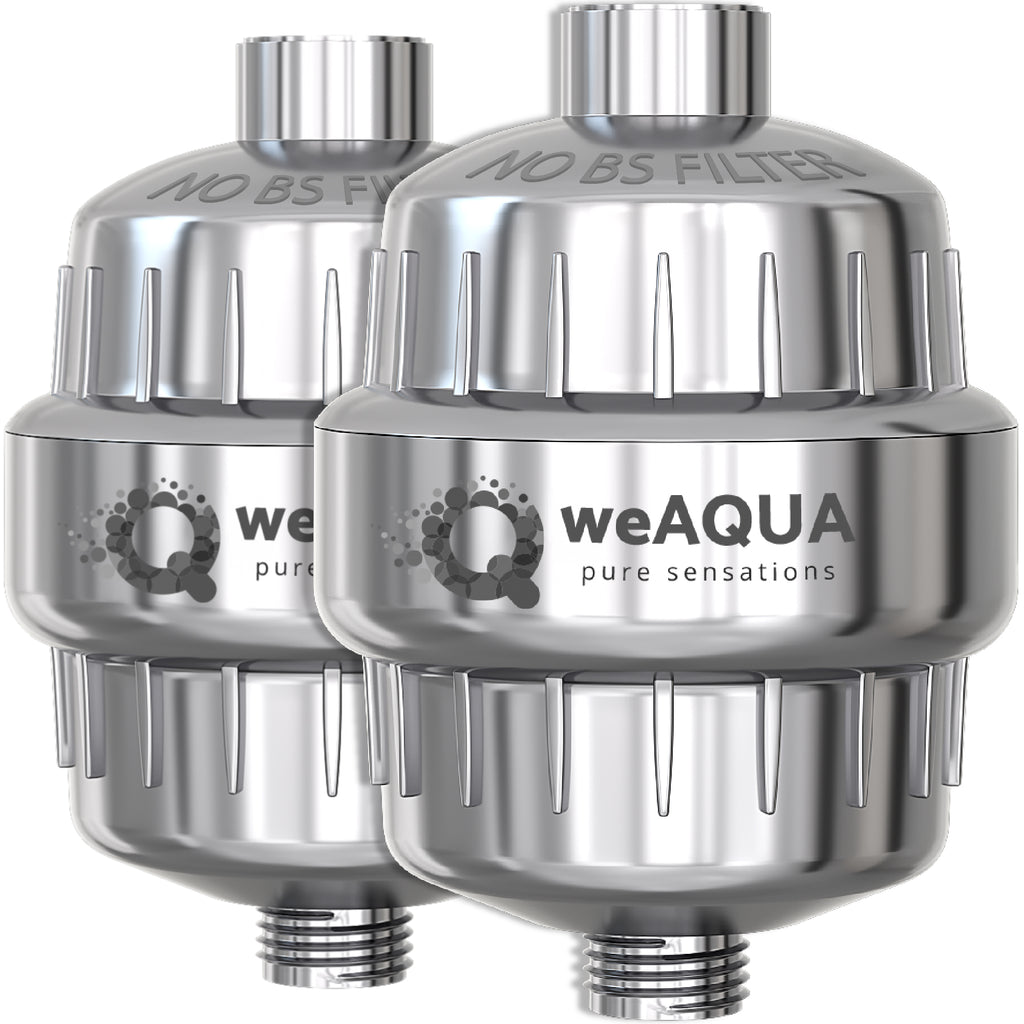 weAQUA Heavy Duty Shower Filter Family 2 PACK – 99% Removal for Hard Water, Chlorine, Fluoride, Heavy Metals, Micro-life, Organics and More